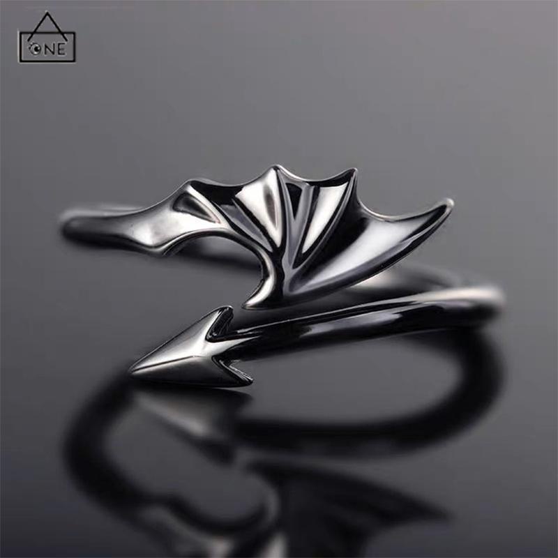 COD❤️Cincin Anak Laki-laki Dan Perempuan Jari Terbuka Sederhana Ide Yang Dipersonalisasi Sayap Iblis Malaikat-A.one