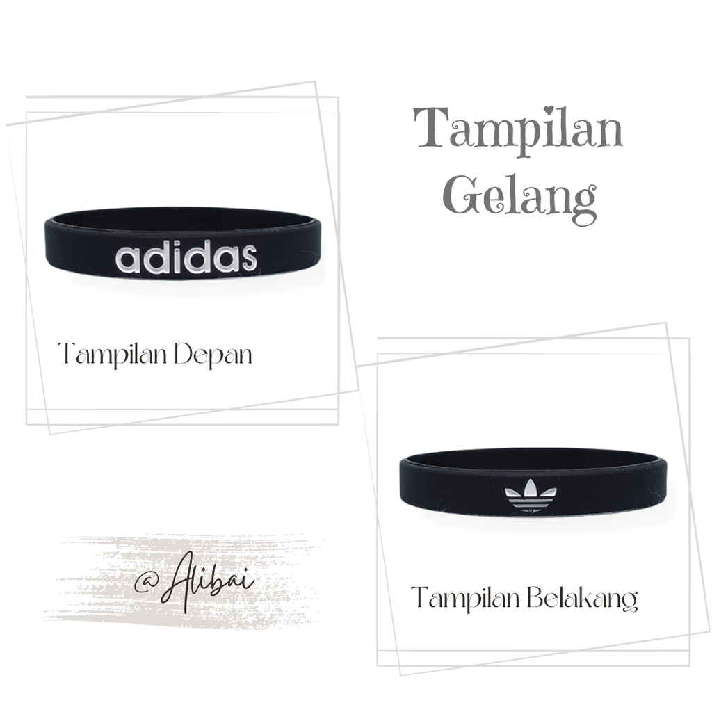 Gelang Tangan Karet Pria Distro Hitam Keren Adidas Rubber Bracelet Original Fashion Sport