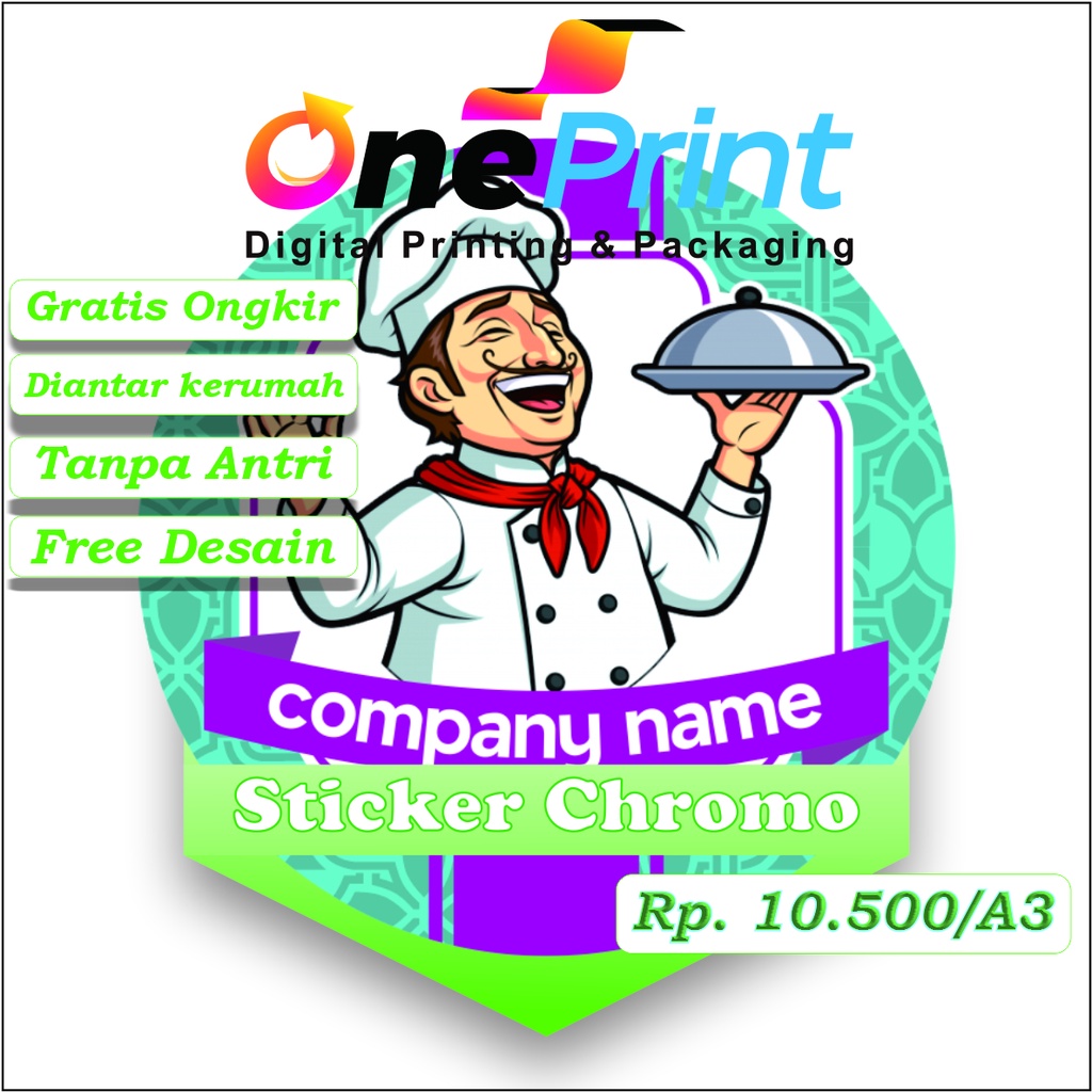 

Sticker Chromo Custom Free Desain Cocok Untuk Catering, Kue Kering, Snack