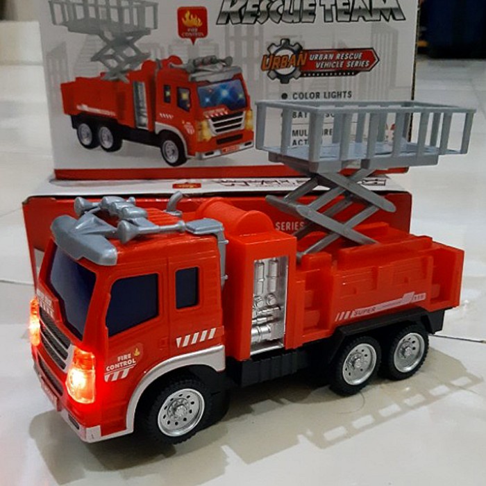 Bagus Mainan Truk Pemadam Kebakaran Bump Go -Miniatur Fire Truck Mobil Batre Hemat
