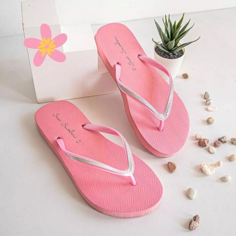 GROSIR SANDAL ISI 6 Sandal Jepit Sun Swallow Crystal / Kristal (Per 6 Pcs)