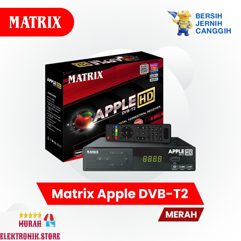 Set Top Box Tv Digital Matrix DVB T2 Apple HD EWS / set top box dvb t2 / set box tv digital / box tv digital / set top box tv tabung / stb dvb t2