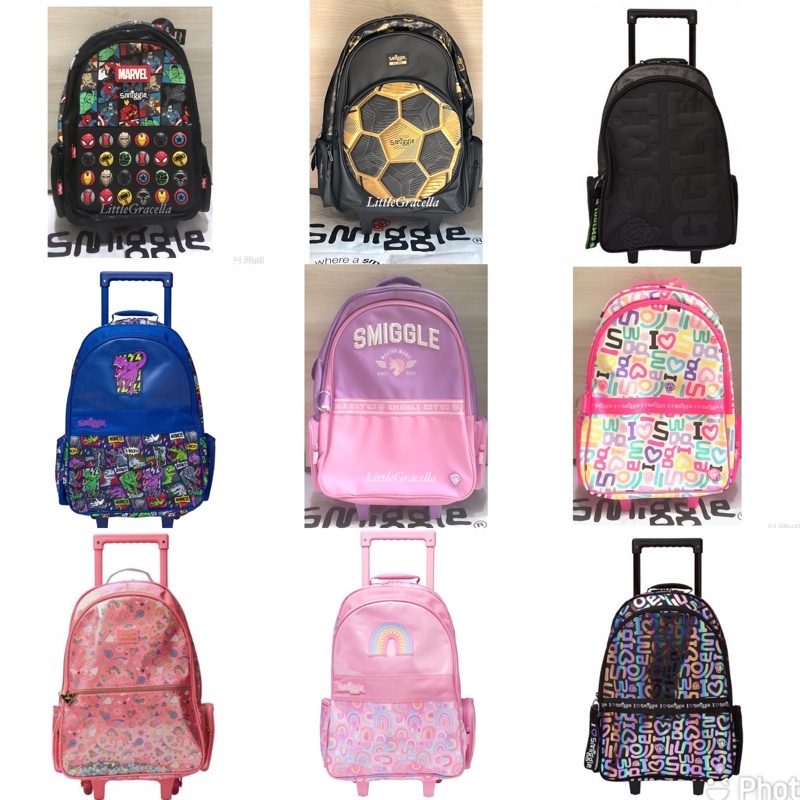 Jual Smiggle trolley backpack hey/fiesta/soccer/smiggler/bright