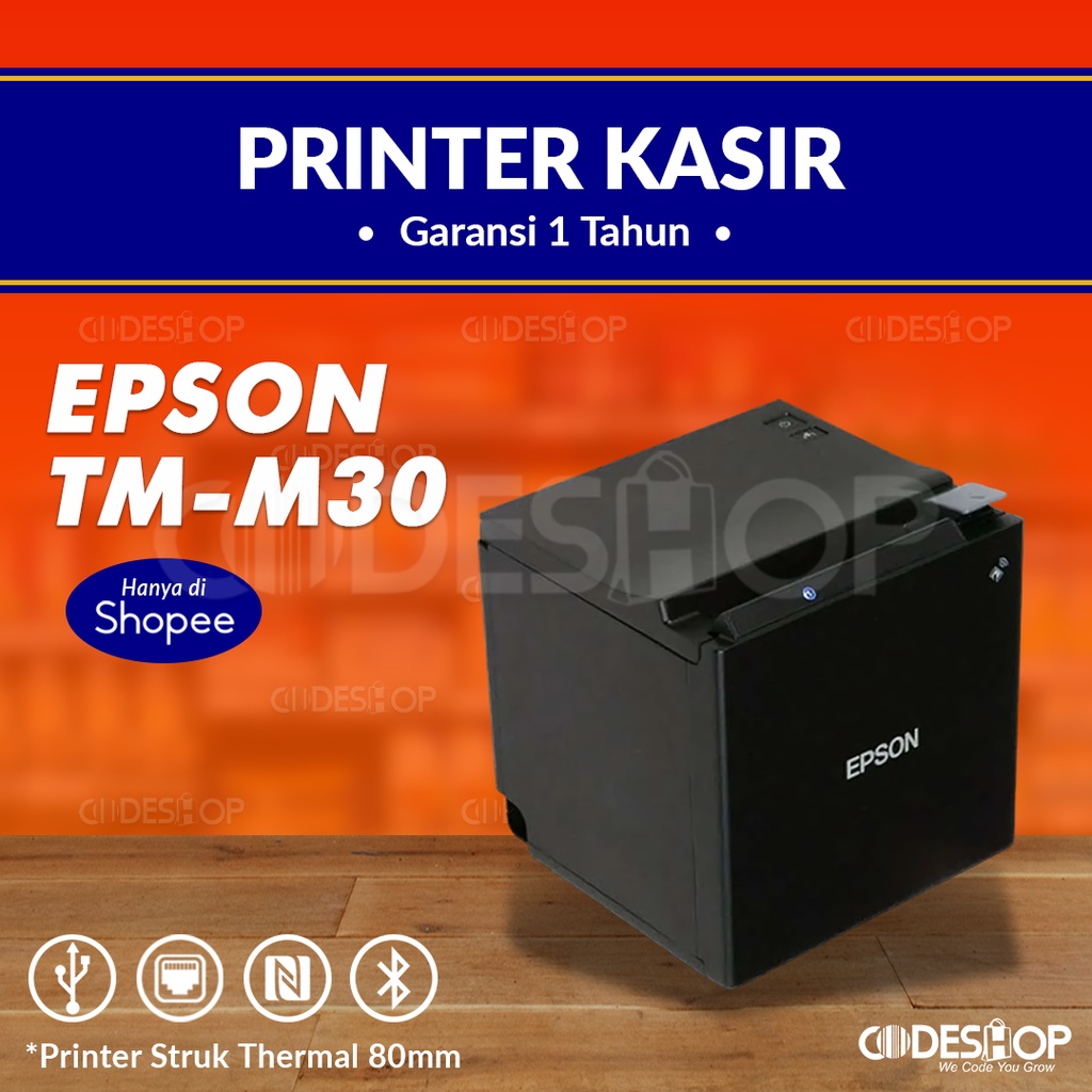 PRINTER KASIR THERMAL EPSON TM-M30 | ANDROID &amp; IOS ( USB LAN BLUETOOTH NFC )