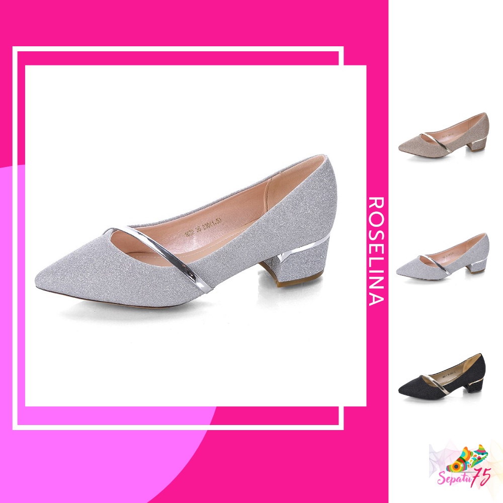 Sepatu Roselina High Heels  - Sepatu Shoes High Heels Kerja Kuliah Formal Kasual Casual Wanita Perem