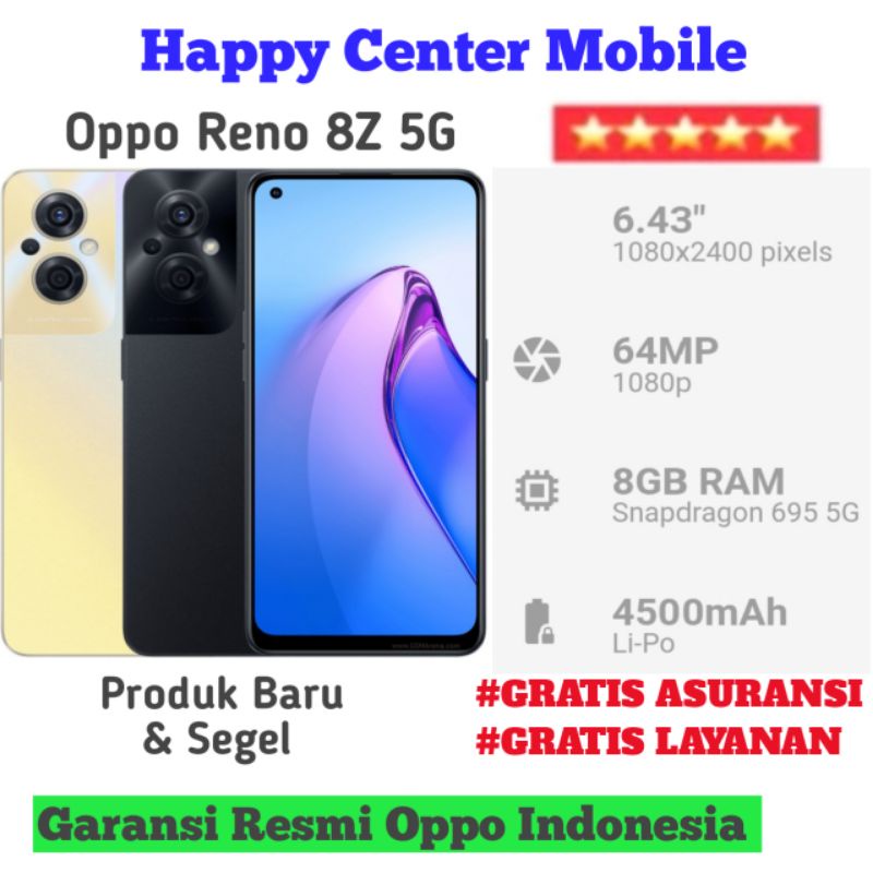 OPPO RENO 8Z 5G [8GB+5G]+128GB GARANSI RESMI