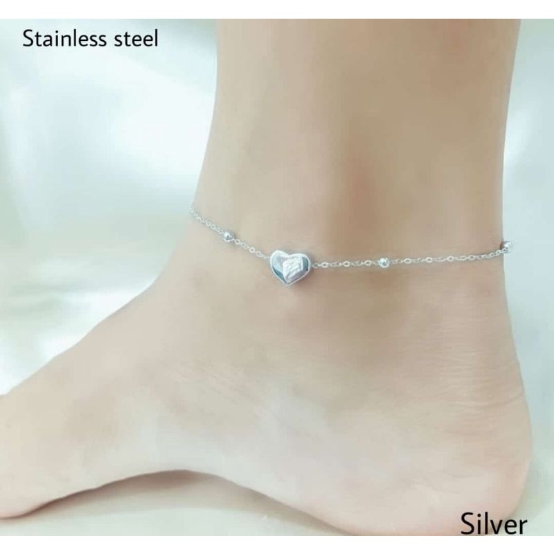 gelang kaki titanium silver motif love titanium silver anti karat