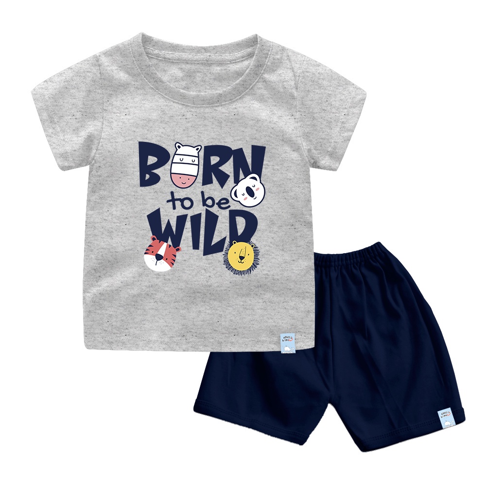 Setelan Kaos Born To Be Wild Anak Usia 1-8 Tahun Combed 30s