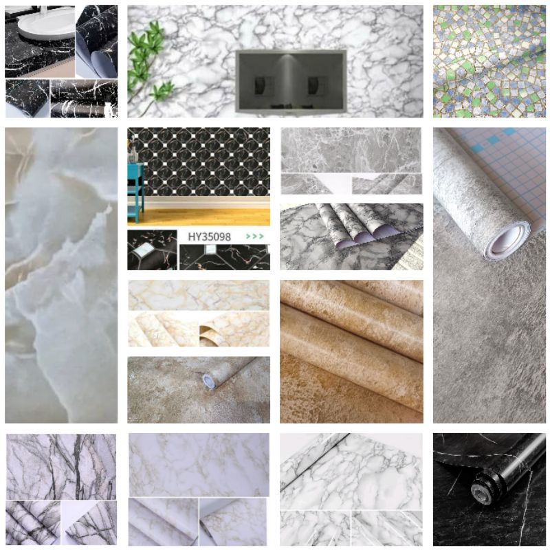 TERLARIS (COD) Wallpaper Dinding Batu Marmer Untuk Ruangan Dan Kamar Tidur