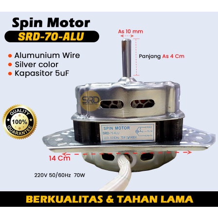 (C) Dinamo Spin/Pengering Mesin Cuci As 10 mm SRD 70 ALU Semua Merek Mesin Awet dan Tahan Lama