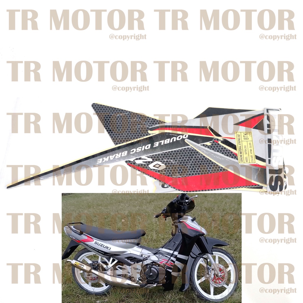 Stiker Motor Satria 2Tak Lumba Kotak Sticker Striping Lis Full Set Motor