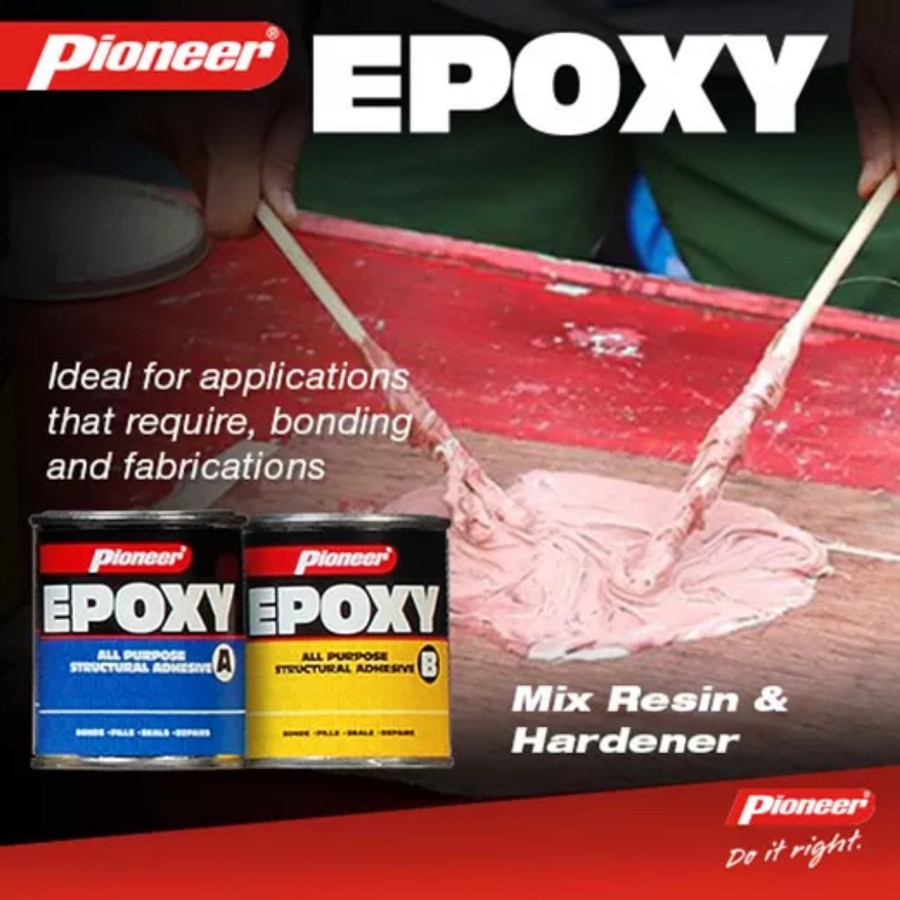 Lem Perekat Anti Bocor Epoxy Pioneer All Purpose 713gr 1/2Pint Tambal Kolam Kapal Toren Retak Dempul Nat Keramik Rembes Tahan Air Di Segala Bidang Perekat Campur - Superlakban