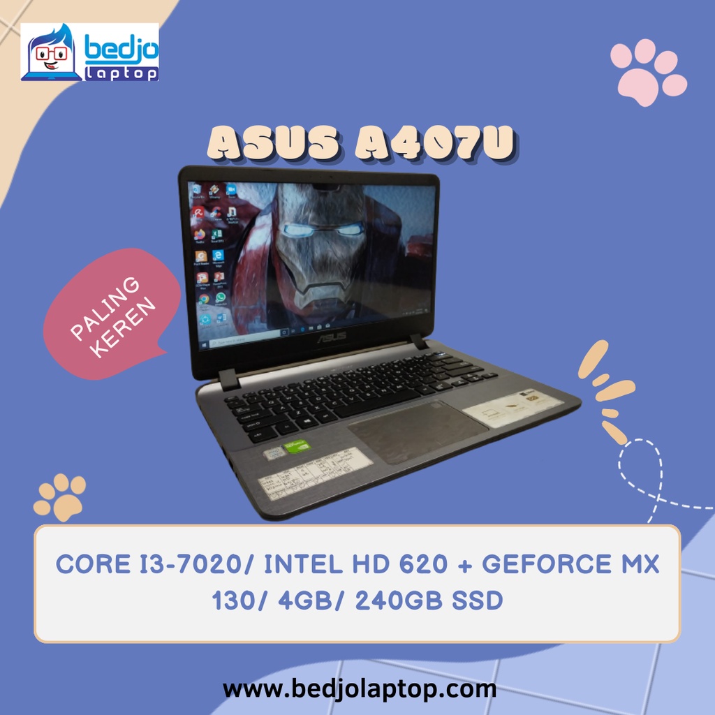 Jual BERGARANSI, ASUS A407U, CORE I3-7020, Laptop Asus Terbaru,    Harga