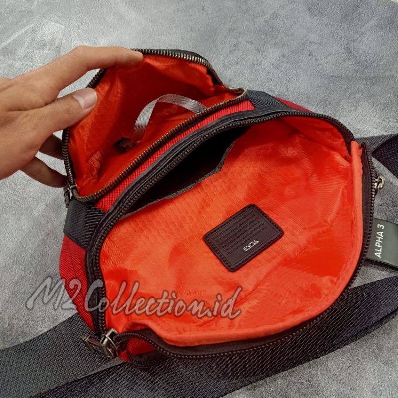 Tas pinggang Tumi Colombus Red /Waistbag Tumi/Belt Bag Tumi Mirror Quality