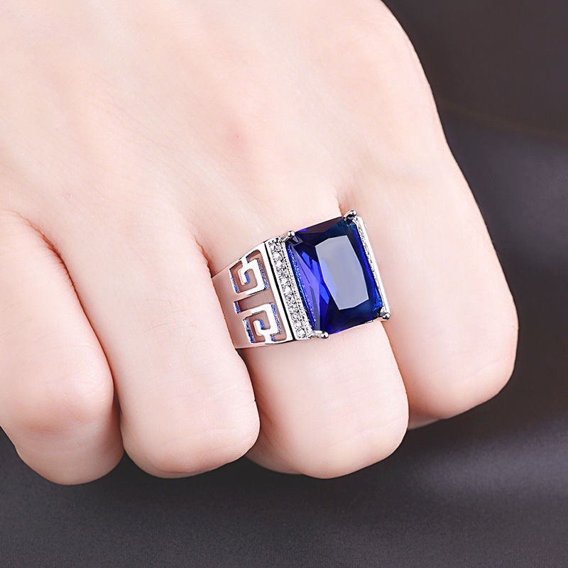 Cincin Model Terbuka Desain Dewa Kerajaan sapphire Imitasi Untuk Pria