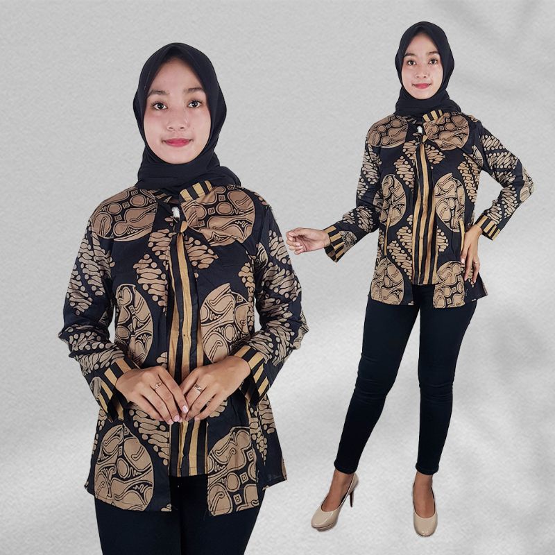 Blus Batik Sogan Lengan Panjang - Naira Batik