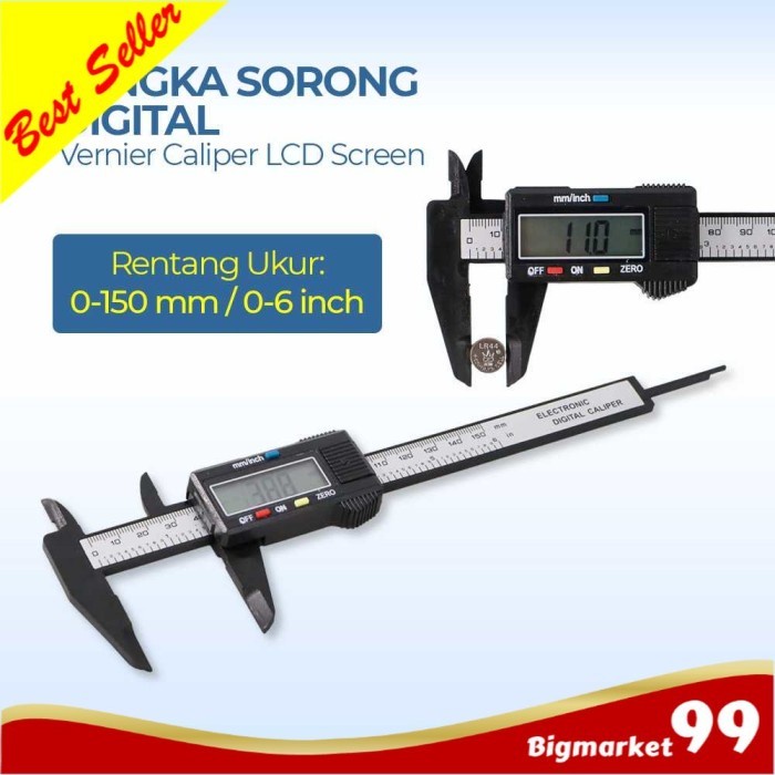 

Jangka Sorong Digital Vernier Caliper LCD Screen - Hitam