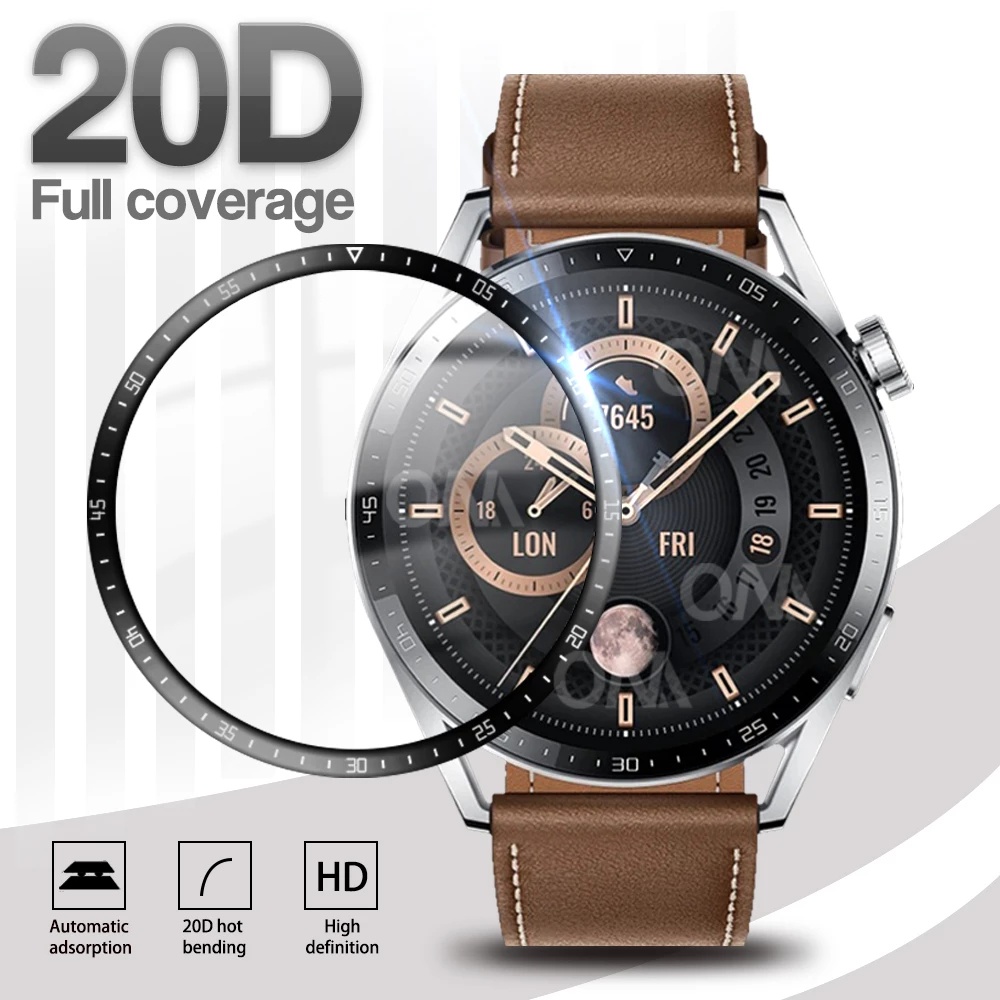 Film Pelindung Layar Full Curved HD Bahan PMMA Fiber Anti Gores 42mm 46mm Untuk Huawei Watch GT 3