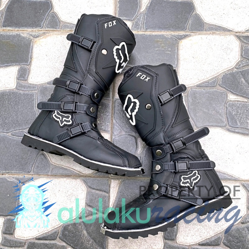 Sepatu Trail Motocross X Lokal Boots Riding SV Premium Quality with Safety Protectors - Black Matte