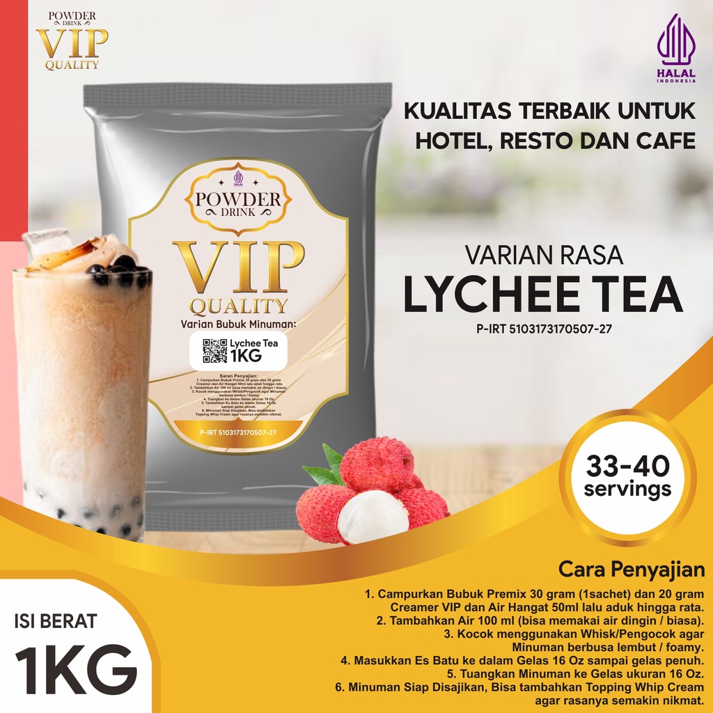 

Bubuk Minuman Kualitas VIP Rasa Lychee Tea 1 Kg Teh Leci Tea Bubuk Minuman Kelas VIP Boba Drink Powder