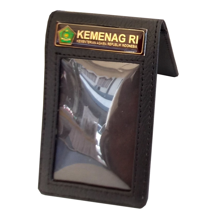 

Nametag Card Holder Kulit Dompet Saku Magnet 2 Sisi +Logo KEMENAG RB9