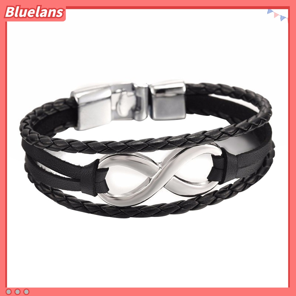 Bluelans Gelang Tali Kulit Imitasi Kepang Charm Infinity Untuk Hadiah Persahabatan