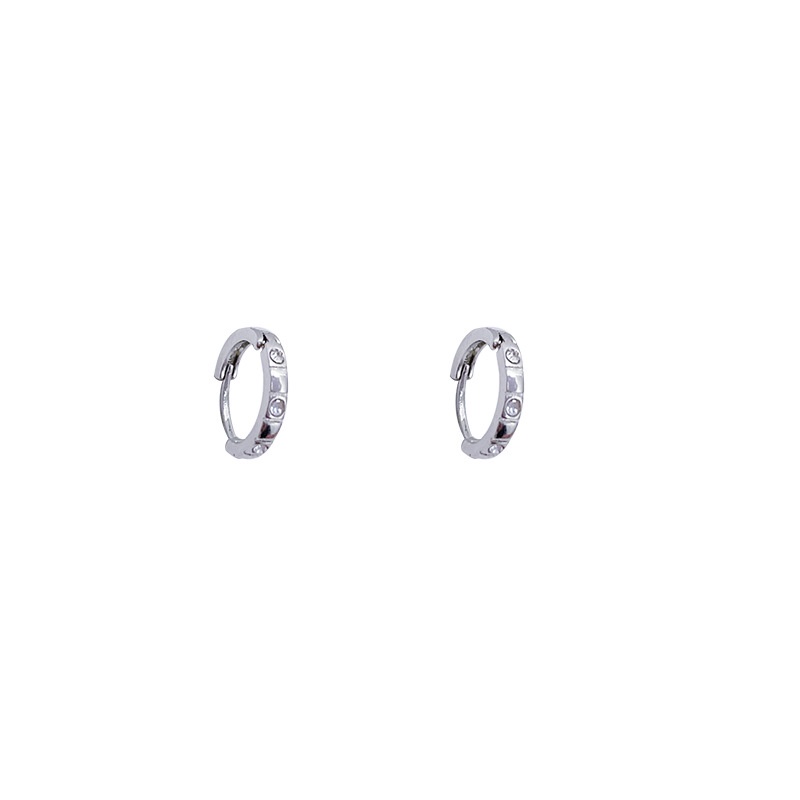 Anting Stud 925 Silver Needle Bentuk Geometris Aksen Berlian Untuk Wanita