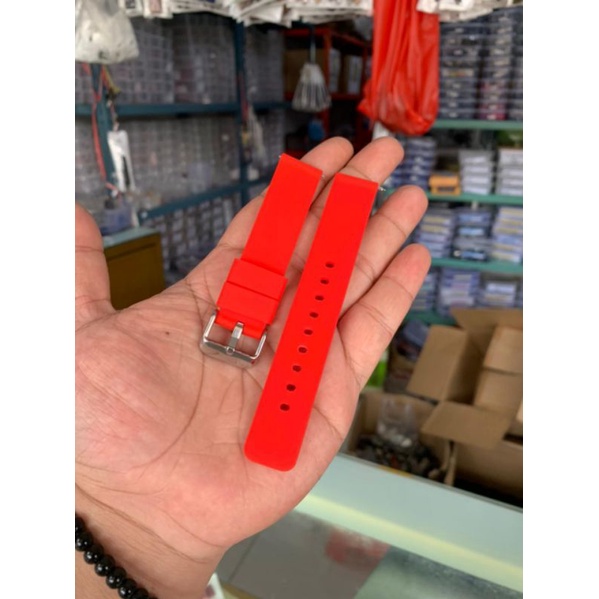 Strap Tali Jam Tangan Silikon lembut 18mm merah 9909 new produk