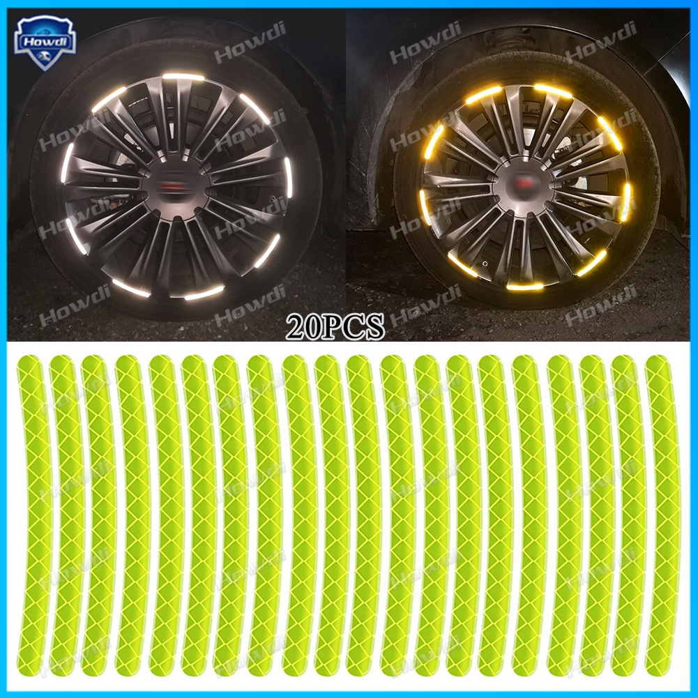 20pcs Stiker Strip Reflektif Luminous Untuk Velg Mobil / Motor / Sepeda