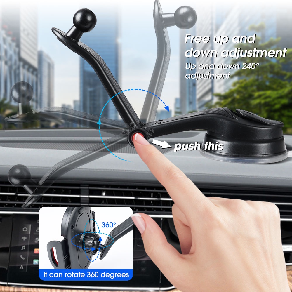 Bracket Dudukan Handphone Adjustable Dengan Kop Perekat Untuk Dashboard Mobil