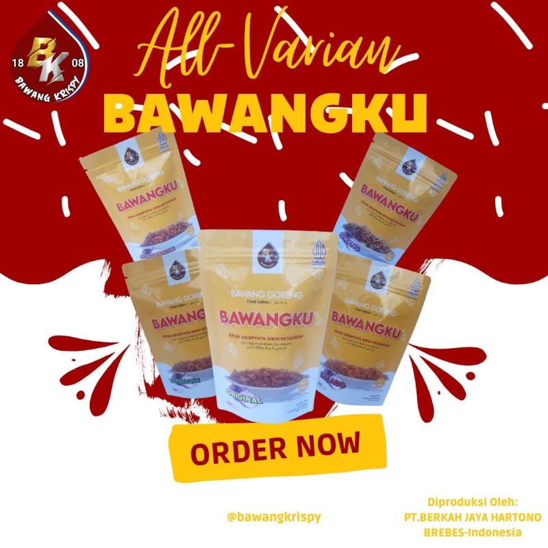 Bawang Goreng Asli BREBES BAWANGKU 100grm banyak varian rasa