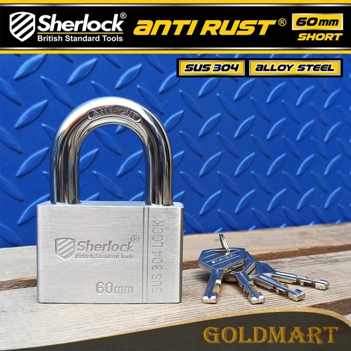 Gembok ANTI RUST 60 mm Pendek Original Sherlock Stainless Steel 304 Anti Karat