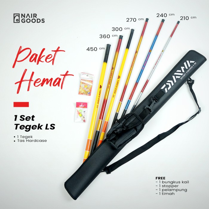 Set Pancing Joran Tegek Lucky Star Ukuran 210-450 cm Tas Hardcase 80