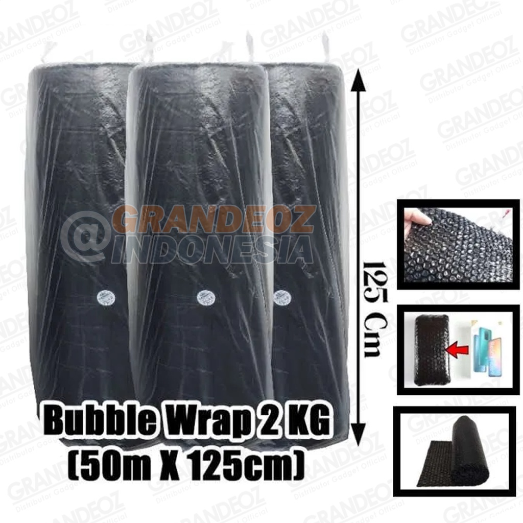 

Roll Bubble Wrap Besar Plastik 50m x 125 cm Packing Buble 2KG Bubel Gelembung Bukan GMP Hitam Putih 1.25m 50x125cm