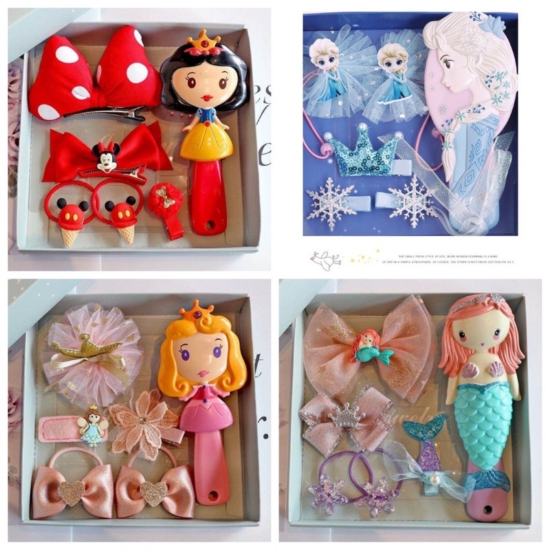 Set Sisir Jepit Rambut Ikat Rambut Anak Perempuan Import / SET SISIR JEPITAN Pita Anak Princess Disney Frozen Hello Kitty / Set Sisir Jepitan Karakter  Princess Disney