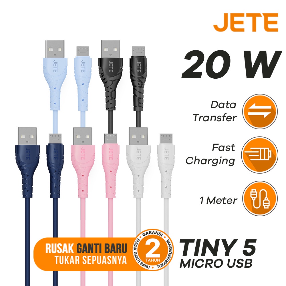Kabel Data Kabel USB Micro Fast Charging with LED Light JETE Tiny 5 - Garansi 2 Tahun