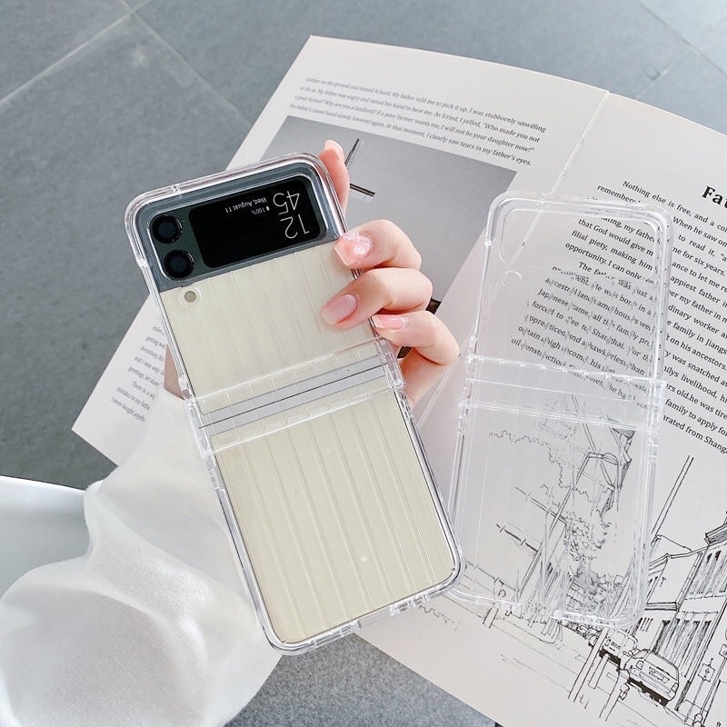 Casing Flip 4 3 Lipat Motif Koper Rimowa Transparan Untuk Case Samsung Galaxy Z