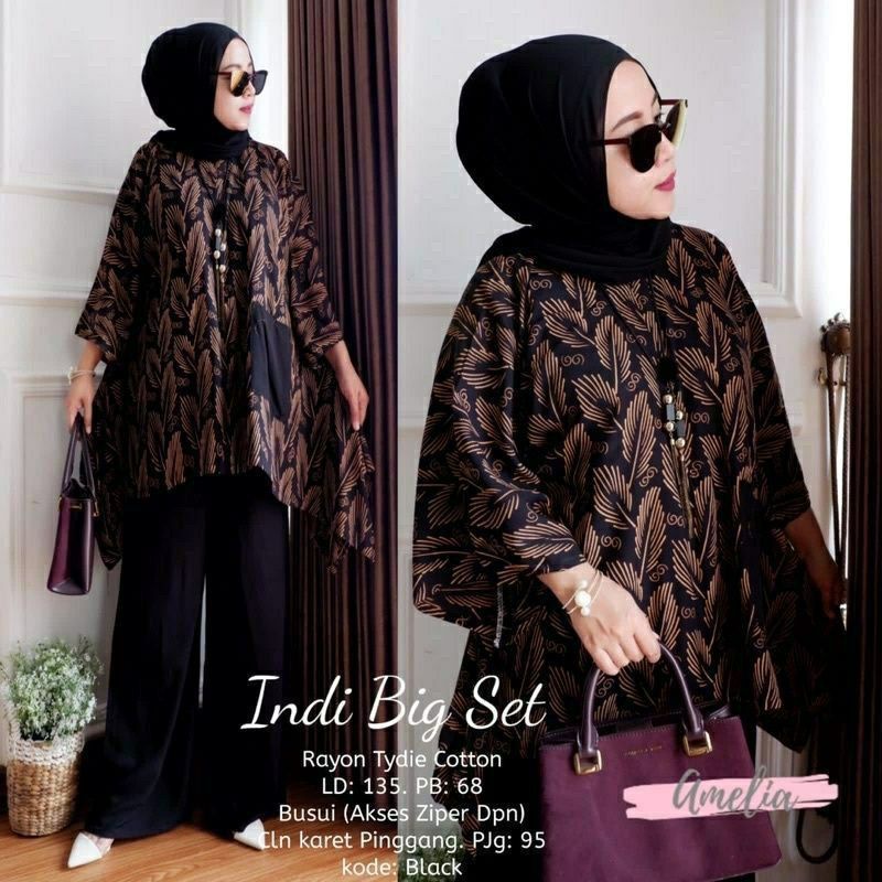 SETELAN WANITA/SETELAN TUNIK DRESS EMIRA/ SET JUMBO/ONE SET WAKA WAKA