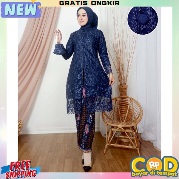 Oneset Wanita Formal Kebaya Wisuda Kondangan Set Brokat Elegan Stelan Brukat Kekinian Kbaya Modern B