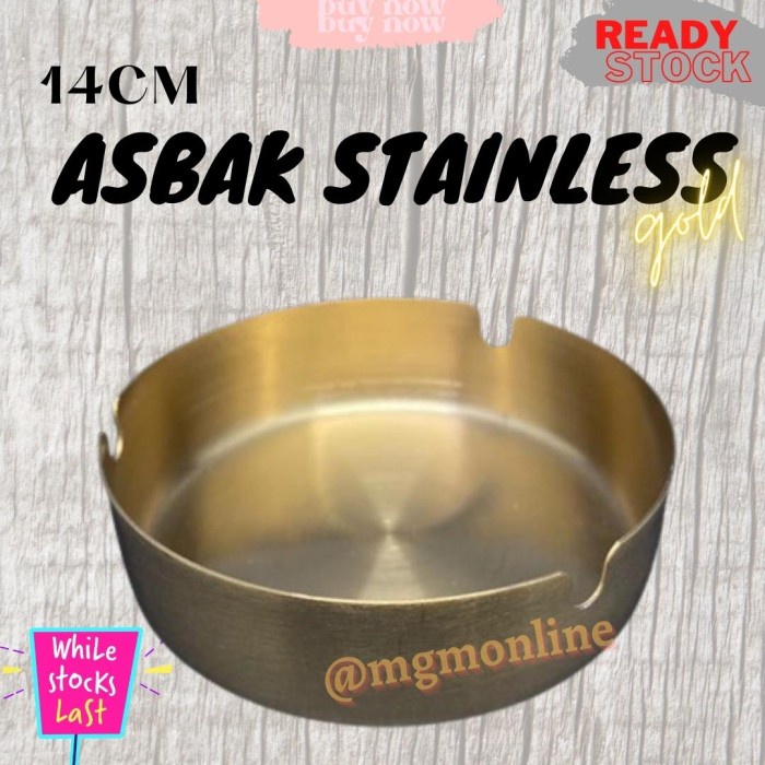 Asbak Stainless GOLD Cafe Tebal Bulat 14cm asbak besi polos 3 lubang