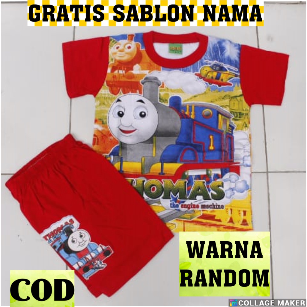 SETELAN BAJU THOMAS PRINTING BAHAN KAOS