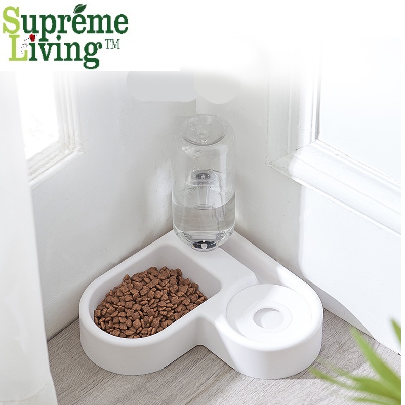 Tempat Makanan Kucing Anjing Dispenser Minum Otomatis Pet Feeder Pet Food Plate 2 in 1