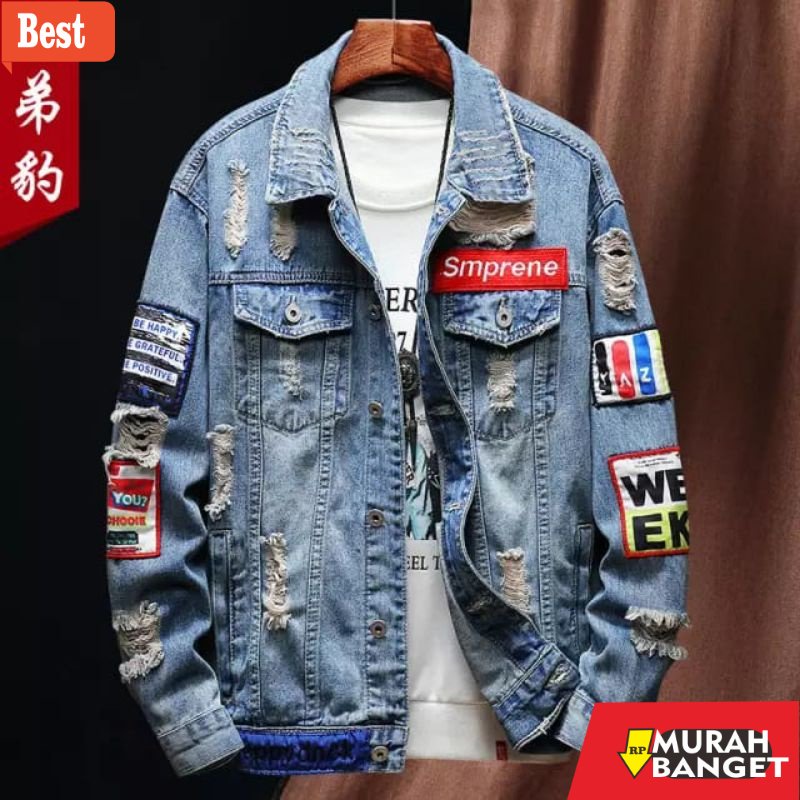 Rompi denim terbaru- PROMO JAKET JEANS PRIA JAKET DISTRO JINS DENIM THE RIDDICK X URBAND MURAH JAKET