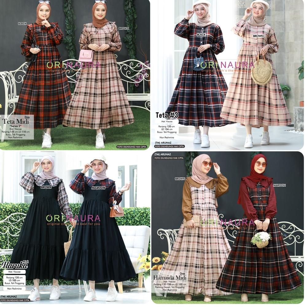 Gamis Midi Motif All Model Teta / Live / Haruka / Rodinaya / Kotak / Azra / Arnis / Hamaida / Meliza