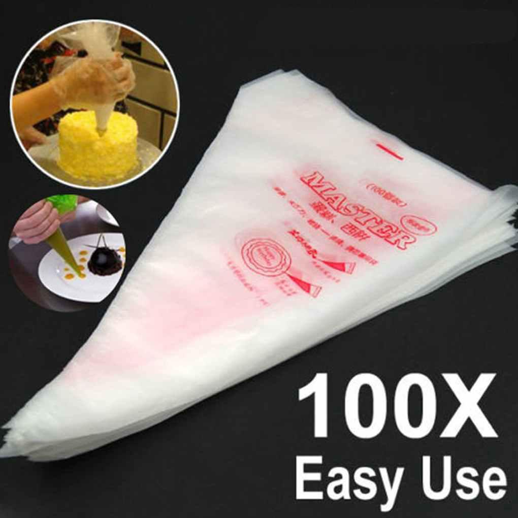 100pcs Piping Bag Sekali Pakai Icing Fondant Kue Cream Dekorasi Pastry Tip