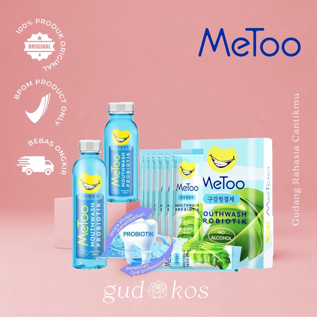 METOO Obat Kumur Probiotik 100ml - 250ml  Fresh Mint Mouthwash No Alcohol