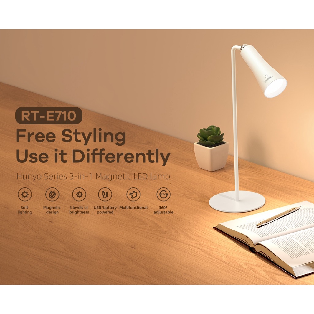 AKN88-REMAX RT-E710 - Detachable Magnetic Portable Table Lamp - Lampu Meja