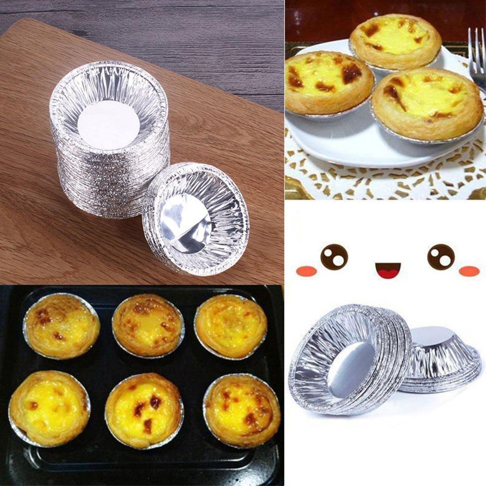 [Elegan] 250 Pcs Cetakan Egg Tarts DIY New Arrival Sekali Pakai Bakeware Silver Tone Puding Makers