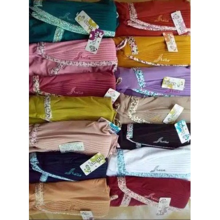 {NOK.18Oc22т} Jilbab bordir Serut Shella ORI jersey hijab serut motif bunga polos kombinasi list bun