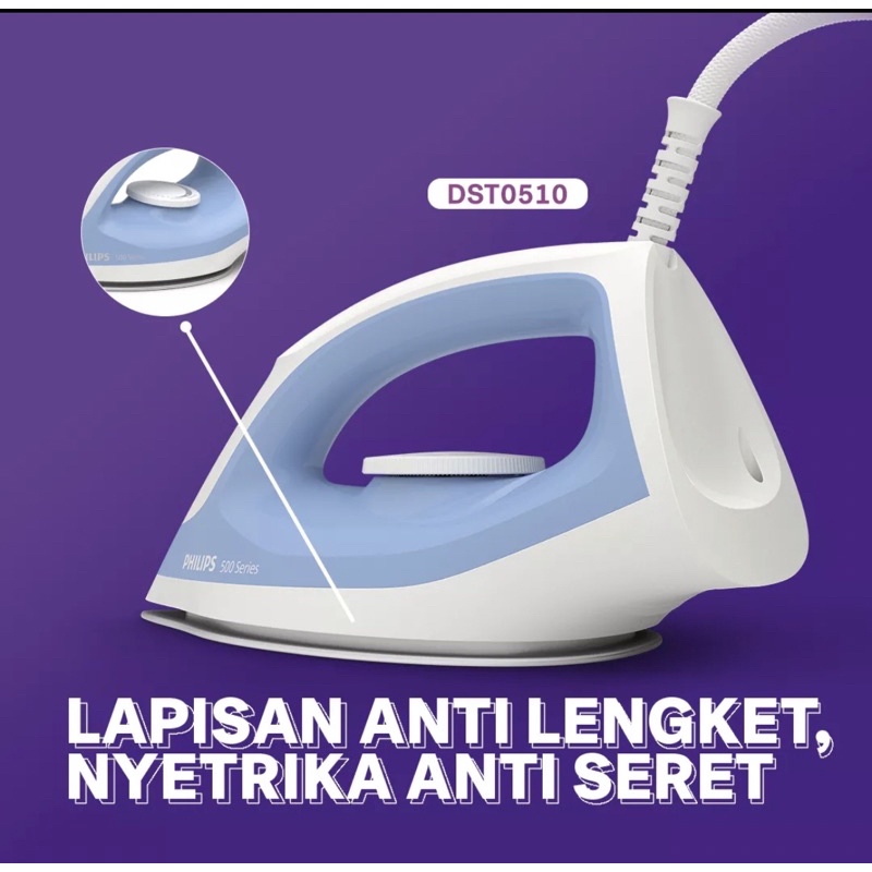SETRIKA PHILIPS TERBARU DT0510 BIRU